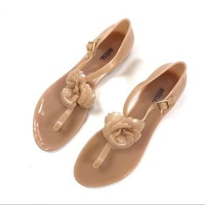 Melissa Flower T Strap Flat Sandals